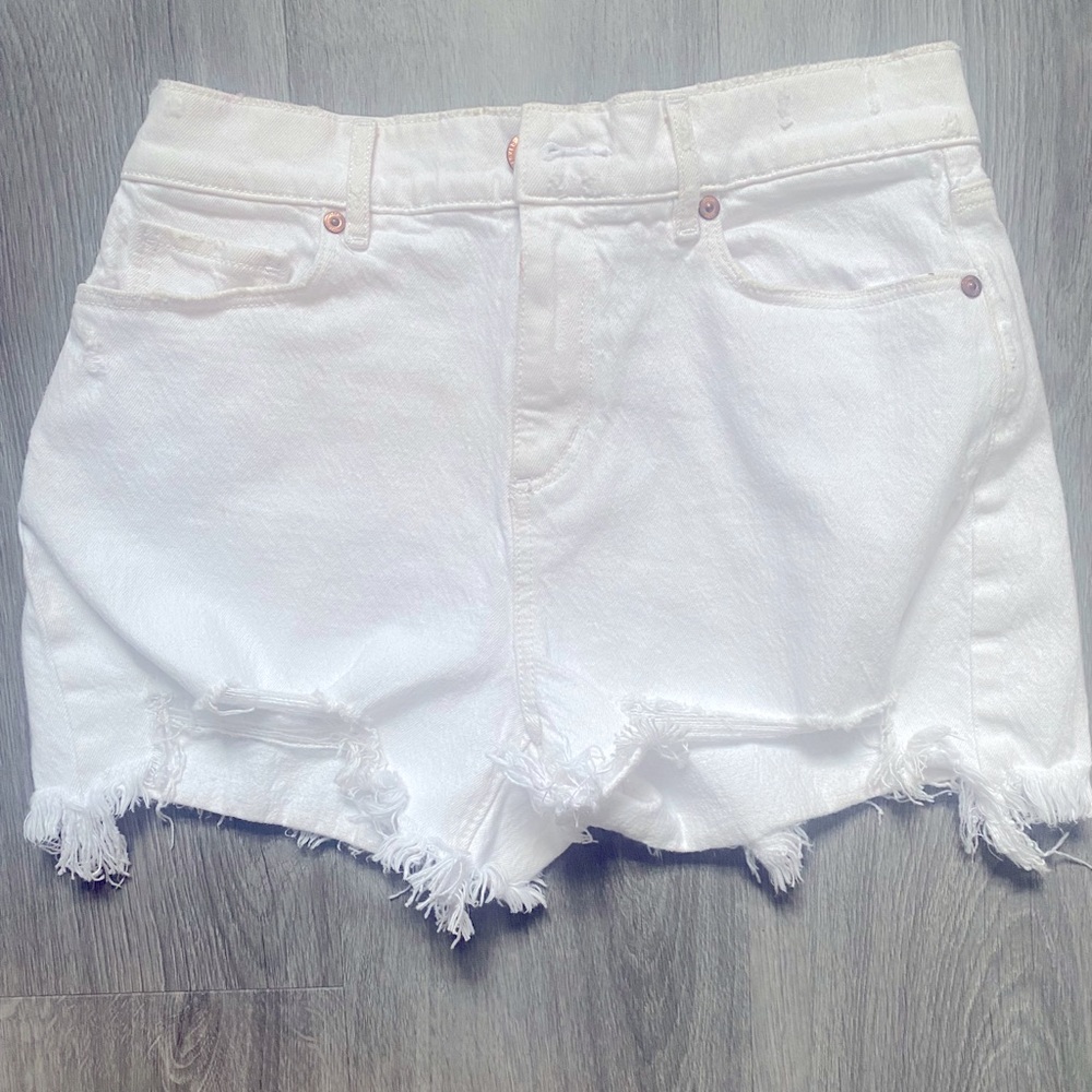 Loft High Waist Cut-Off Shorts White
